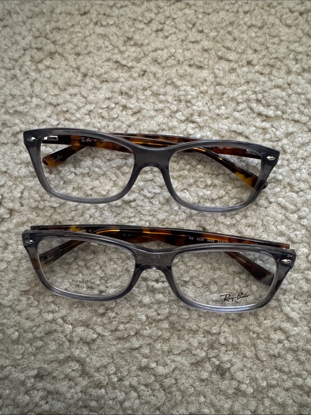 Ray-Ban RB5228 Rectangle Eyeglass Frames – Grey Havana – 53-17-140